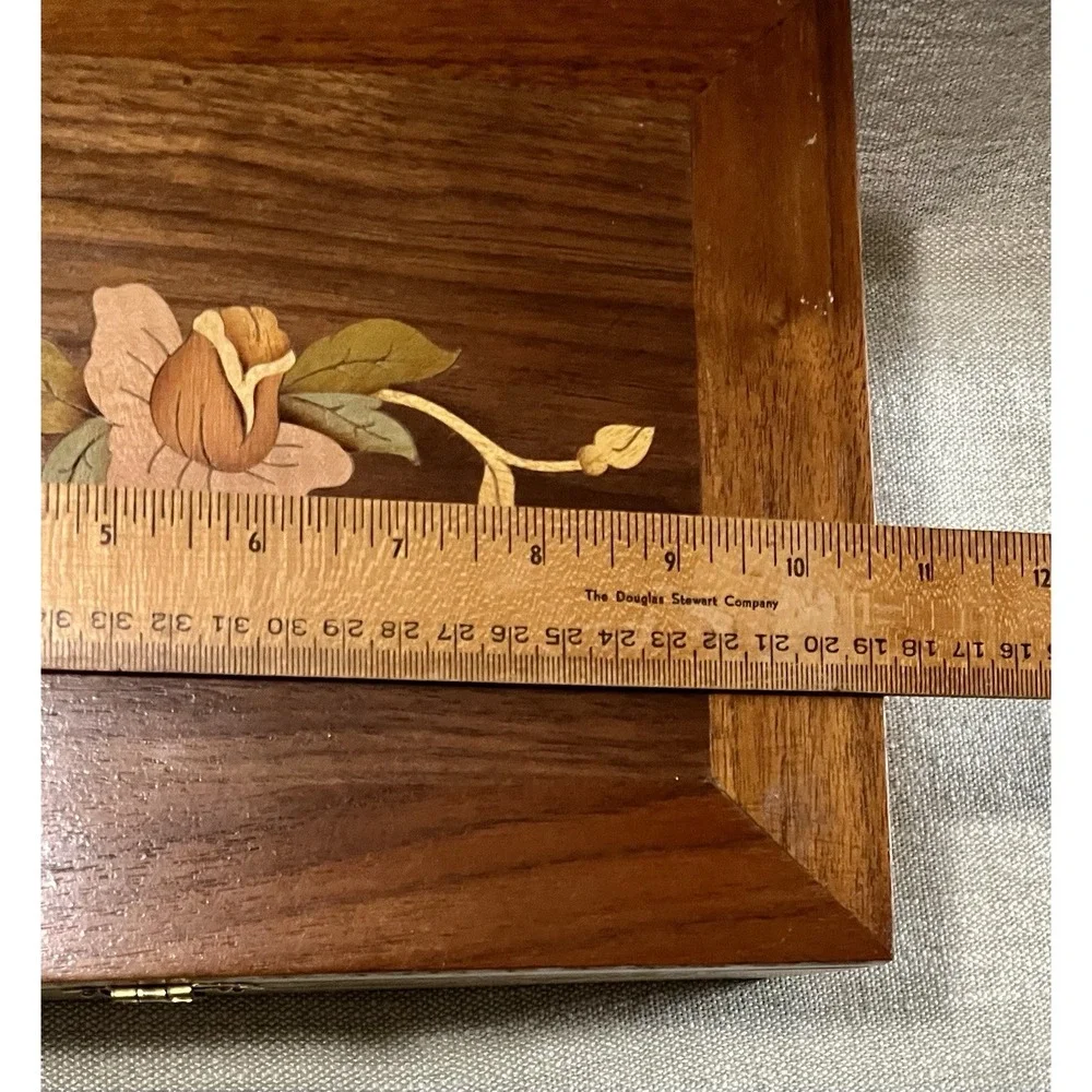 Handmade Wood Jewelry Box Floral Marquetry Inlay Birdseye Maple Big Rapids MI